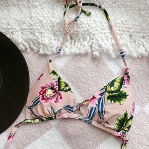 Tori Praver Swimwear Seafoam M floral bikini top